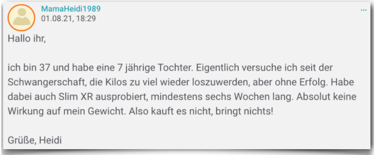 Slim XR Erfahrungsbericht Bewertung Erfahrungen Slim XR