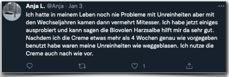 Biovolen Harzsalbe Erfahrungsbericht Bewertung Erfahrung Biovolen Harzsalbe