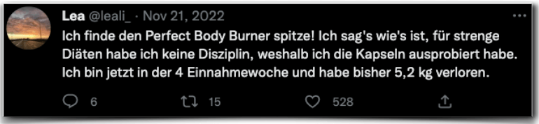 Perfect Body Burner Erfahrungsbericht Bewertung Erfahrung