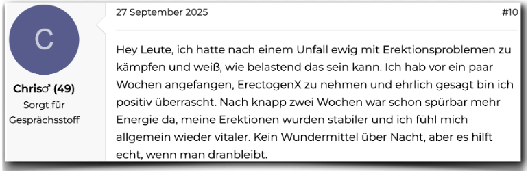 Ein Erfahrungsbericht aus einem Forum ErectogenX Erfahrung Erfahrungen Erfahrungsbericht Bewertungen
