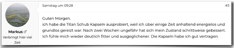 Titan Schub Erfahrung Erfahrungen Erfahrungsbericht Bewertungen