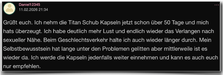 Titan Schub Erfahrungsberichte Bewertung Erfahrungen Titan Schub